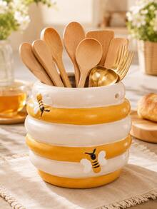 1pc Bee Hive Kitchen Utensil Holder, Cute Bee Kitchen Organizer For Cooking Spoons, Spatulas And Cutlery, Countertop Storage Container, Kitchen Tool Holder, Farmhouse Kitchen Decor, Dining Table Organizer, Housewarming Gift For Home - Multicolor - View 4