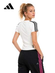Adidas 運動休衣修身圓領女子短袖T卹 - 白色 - 查看 2