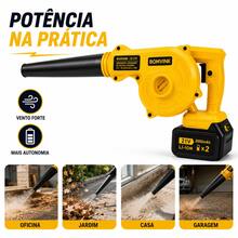 Soprador e Aspirador de Folhas Sem Fio 21V 2 Baterias Recarregável BOMVINK BOM-9709 - Amarelo - Visão 3