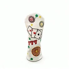 Creative Poker Chip Embroidered Golf Club Head Cover, PU Leather Wear-Resistant Driver/Fairway Wood/Hybrid Club Head Protector - White - View 8