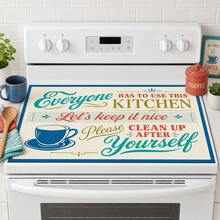1pc Blue & Orange Letter Coffee Cup Pattern Absorbent Table Mat, Vintage American Kitchen Style, Water-Absorbent Fabric, Rectangular Edged Design, Stain-Resistant Heat-Insulating Countertop Protection, Suitable For Kitchen Sink, Coffee Corner, Dish Drying, Daily Home Decor, All Seasons - Multicolor - View 5