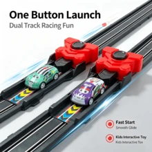 Children's Press-To-Launch Racing Car Toy, 1 Launcher With Random Style Car, Interactive Game Toy Suitable For Boys And Girls 3+ Years Old - Multicolor - View 7
