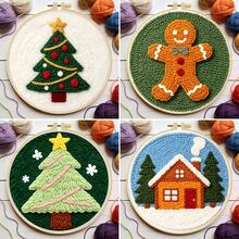 1pc DIY Punch Needle Kits For Beginners Christmas Theme With Hoop Embroidery Punch Needle Starter Craft Set Easy For Adults Festival Gift And Decoration - Christmas Theme - View 2