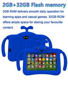Qetupa 7英吋 Android 13 兒童平板電腦，A133 四核 1.6GHz 處理器，2GB RAM+32GB ROM，1024*600 IPS 觸控螢幕，3000mAh 電池，0.3MP+2.0MP 雙鏡頭，802.11b 2.4G Wi-Fi，配備防震保護殼（不含適配器） - 查看 3