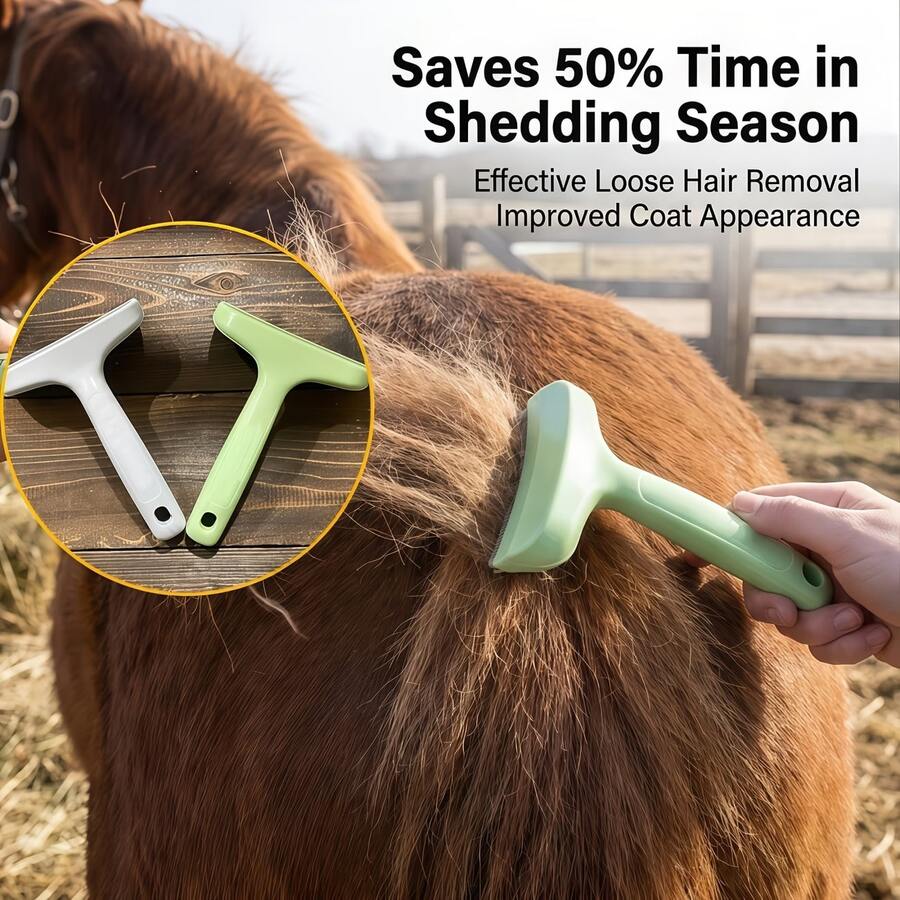 Horse Grooming Brush + Horse Toothbrush Finger Sleeve, Suitable For Horses And Ponies, Heavy Duty Winter Fur Cleaning Tool, With Ergonomic Handle, Professional Stable Grooming Comb, Suitable For Livestock, Equestrian Equipment Dehairing Brush Horse Supplies Horse Cat Dog Dog Supplies Cat Supplies Pet Horse Supplies - Multicolor - View 1