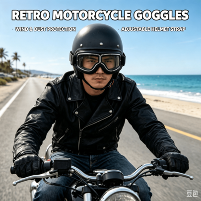 Vintage Motorcycle Goggles, Retro Helmet Riding Glasses, Classic ‑Style Motorbike Goggles For Outdoor Cycling Motorbike Riding