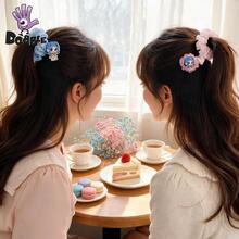 DOBBLE 2pcs K-Pop Style Cartoon Character Hair Scrunchies With Glitter Charms, Elastic Ponytail Holders For Daily Wear, Halloween Cosplay And Birthday Parties - View 5