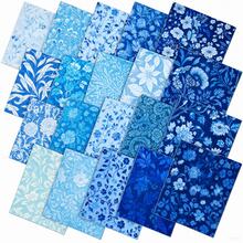 20pcs 25*25cm Blue Floral Print Fabric Set | Pre-Cut Quilt Fabric Squares, 20 Fashionable Floral Patterns, Suitable For Quilting, Patchwork, Sewing And DIY Crafts - Blue Series - View 1