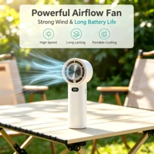 Portable Handheld Fan With Digital Display, 1-100 Adjustable Speed Turbo Fan, Long-Lasting Rechargeable Battery, Summer Travel Essential, Unisex Holiday Must-Have - Multicolor - View 2