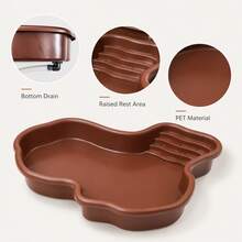 Large Shallow Reptile Water Basin, River-Shaped Bath Tub With Smooth Rounded Edges, Suitable For Turtles, Lizards, Frogs, Snakes, Amphibians And Other Reptiles - Brown - View 2