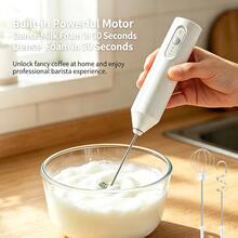 Rechargeable Electric Milk Frother Handheld, Handheld Coffee Frother | Portable Beverage Mixer, 3-Speed, 3 Stirring Heads, Electric Mixer, Suitable For Matcha Latte Cappuccino, Kitchen Gift - Multicolor - View 5