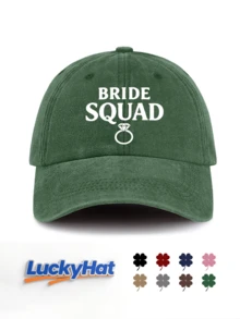 1 pieza Gorra de béisbol vintage lavada para mujer - Lema "BRIDE SQUAD" & Estampado de anillo de diamante - EQUIPO - Ver 12