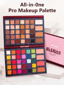beauty glazed Multi-Color Eyeshadow Palette With 5 Makeup Brushes, Matte Glitter Shimmer Multi-Function Blush Contour Highlighter, Long-Lasting Daily Date Party Makeup Gift Set, Suitable For Women And Girls - Multicolor - View 2