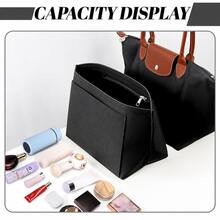 Le Pliage 手提包收納整理袋，高級毛氈材質，9 格分隔，適用於女士手提包與托特包 - 黑色 - 查看 8