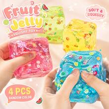 Soft Transparent Fruit Cube Squishy, Jelly Crystal Texture, Squeeze Stress Relief Sensory Toy, Office Desk Decor, Birthday Party Gift - Multicolor - View 7