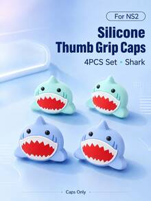 4pcs Cute Themed Silicone Joystick Caps For Nintendo Switch NS2, Anti-Slip Soft Thumb Stick Covers, Floral, Cat Paw, Skull, Shark, Panda, Cloud Designs, Game Controller Joystick Button Accessories - View 10