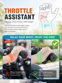 Motorcycle Throttle Assist Cruise Control Joystick Wrist Palm Rest Accelerator Handle Anti-Fatigue Long Distance Riding Universal Fit 7/8 22mm Scooter Electric Bike ATV Carbon Fiber Texture Black | Practical Motorcycle Accessories & Motorcycle Gear - A - View 6