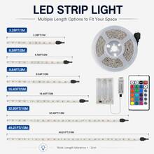 Bedroom Decor LED Light Strip, 3.28ft-49.2ft Room LED Lights. Battery Powered (Batteries Not Included), 24-Key Remote Control. Suitable For Room Decoration, TV Backlight, Wedding And Party Decoration, Christmas And Halloween Decoration. - RGB Battery Box - View 2