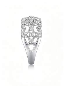 1pc Charming Women's 925 Sterling Silver Moissanite Ring, Suitable For Wedding, Proposal, Anniversary Celebration And Valentine's Day Gift - Silver - View 10