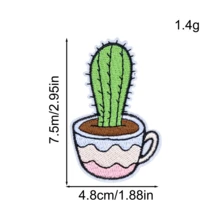 12Pcs Colorful Cactus Embroidered Patches, Cute Potted Plant Applique Patches For Jackets, Jeans, Backpacks, Hats & DIY Clothing Decor - Multiple Styles - View 9