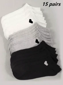 10/15 Pairs Women's Black/White/Grey Solid Color Mesh Breathable Cotton Soft Skin-Friendly Moisture-Wicking Low-Cut Invisible Boat Socks, Minimalist Versatile For Sports, Casual, Business, Daily Wear, All Seasons, Available In 1/5/10/15/20 Pairs - Multicolor - View 14