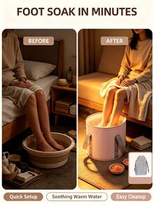 Portable Foot Spa Bath With Thermal Insulation, Suitable For Home Spa. The Foldable Foot Bath Basin Is Convenient For Soaking Feet, Comes With A Carrying Bag, And The Shallow Basin Design Makes It More User-Friendly. - Multi-color - View 2