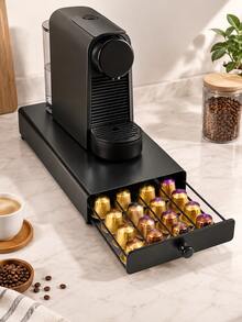 Coffee Capsule Storage Drawer Organizer With Flat Top For Small Coffee Machine, Countertop Coffee Pod Holder For Kitchen Coffee Bar Home Office, Space Saving For Coffee Lovers - Black - View 4