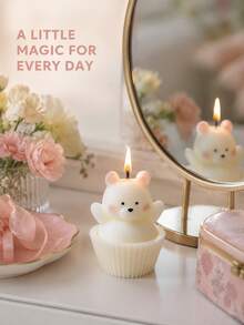Sweet Bear Decorative Scented Candle, Handmade 3D Cupcake Design, Soft Vanilla Inspired Aroma And Warm Glow, Charming Tabletop Decor, Suitable For Birthday, Wedding, Tea Party, Dinner, Photo Prop, Romantic Celebration, Friendship Gift, Holiday Surprise - Multi-fragrance - View 9