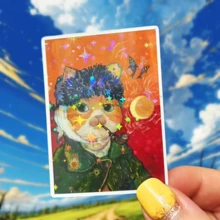 Van Gogh Style Cat Self-Portrait, Using The Soft And Cute Feeling Of Cats To Dissolve The Seriousness, Creative To The Max, Waterproof Vinyl Sticker - Durable Smooth Surface, Self-Adhesive Bumper Sticker, Suitable For Cars, Windows, Laptops, Trucks, Water Bottles - Multi-Functional Durable Design, Car Sticker - Vinyl - View 13