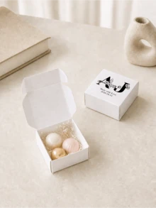 Customized Gift Box, Floral Initial & Text Gift Packaging Box, Cardboard Box Suitable For Jewelry, Soap, Candles, Small Gifts, Wedding Favors, Bridal Shower - Multicolor - View 2