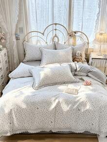 3-Piece Pastoral Style Polyester Bedding Set, Includes 1 Duvet Cover And 2 Pillowcases, Suitable For Bedroom, Guest Room, Dormitory, Skin-Friendly, Breathable And Soft For Home Use - Multicolor - View 3
