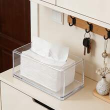 1Pc Transparent Tissue Box, Simple Desk Home High-Appearance Tissue Storage Multifunctional, Creative Bathroom Toilet Paper Box - Multicolor - View 3