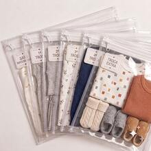 Kit 6 Saquinhos Maternidade com Zíper + Tags Adesivas para Identificação das Trocas do Bebê - Transparente - Visão 1