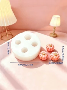 1pc Halloween 4-Piece Mini Pumpkin Shaped Decorative Candle Mold, Photography Prop, Resin Handmade Decoration Accessory, Easy Release, Reusable Silicone Mold - A-White - View 7
