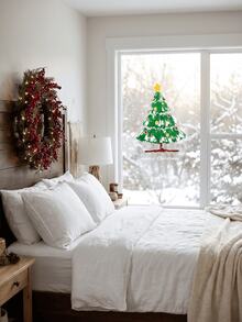 39pcs/1sheet Christmas Tree Glass Stickers,Christmas Tree Window Sticker,Painted Style Christmas Tree Pattern,Winter Window Decal,For New Year Window Decoration, Holiday Displays Wall Sticker, Room Decor, Bedroom Decor, Kitchen Decor, Home Decor - Green - View 6