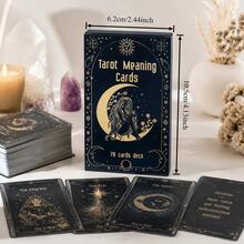 Tarot Meaning Cards - Dark Engraved Gold Star Artistic Style Meditation Relaxation Leisure Beginner Learning Collection Cards Suitable For Gatherings, Parties, Team Activities, Festivals, And Gift Giving - XD00047 - View 3
