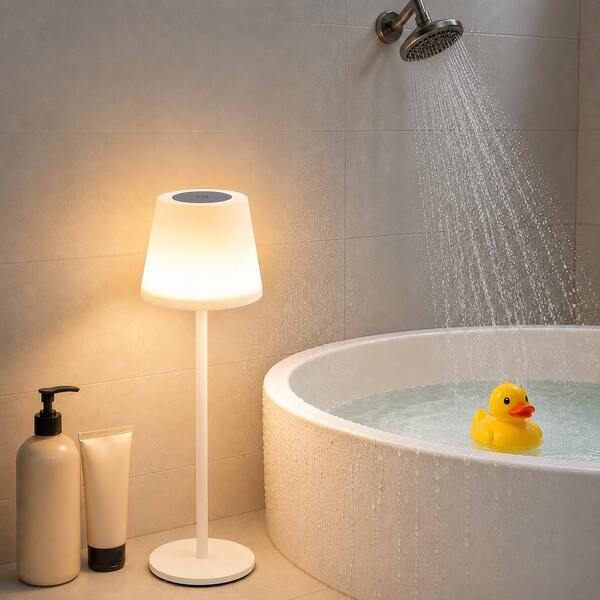 Lampe de bureau intelligente sans fil LED, rechargeable par USB, contrôle tactile, intensité/couleur réglables, éclairage à 360°, lumière de salle de bain étanche, base antidérapante, hauteur réglable, convient pour le salon, la salle à manger, la salle de bain, la cuisine, l'éclairage de bureau et la décoration