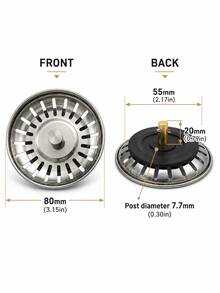 1/2/3pcs Silver Sink Strainer Plug, Metal Alloy Drain Basket With Rubber Seal Ring, 2-In-1 Debris Collector And Plug, Anti-Clogging Reusable Drain Filter, Suitable For Kitchen Sink, Dishwashing Area, Housewarming Gift, Kitchen, Sink, Bathroom Storage, Kitchen Accessories - Multicolor - View 3