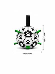 Pet Chew-Resistant Interactive Football Toy Set, High Elasticity Teething & Boredom Relief Dog Toy Ball With Webbing Pull Handle, Outdoor Tug-Of-War Training Ball, Includes Air Pump, Durable & For Teeth, Suitable For All Dogs - Multicolor - View 17