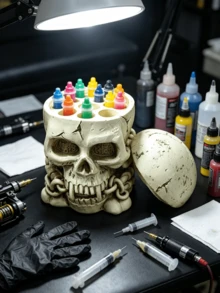 Halloween Skull Paint Palette Holder Gothic Skeleton Paint Storage Rack Eerie Paint Tray Storage Rack Suitable For Acrylic Watercolor Oil Paint Witch Style Art Supplies Desktop Decoration Painting Enthusiast Gift Day Of The Dead Decor - Multicolor - View 11