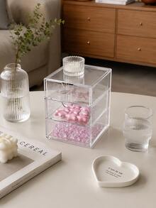 Transparent Acrylic Drawer Storage Organizer Box, Stackable Clear Plastic Desktop Drawer Box, Modular Compartment Storage Box, Suitable For Cosmetics, Stationery, Jewelry, Small Items, Space-Saving Vanity Bedroom Office Home Storage Organizer Box, Room Decor, Home Decor, Bathroom Decor, Autumn Home Decor, Autumn Decor, Bedroom Storage, Bathroom Accessories - Multicolor - View 4
