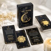 Tarot Meaning Cards - Dark Engraved Gold Star Artistic Style Meditation Relaxation Leisure Beginner Learning Collection Cards Suitable For Gatherings, Parties, Team Activities, Festivals, And Gift Giving - XD00047 - View 4