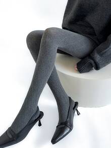 Women's Autumn/Winter Diamond Pattern Knitted Tights, Soft Breathable High Elasticity Knitted Stockings, Fitted Elastic Waist Geometric Pattern Hosiery, Comfortable Textured Tights, Suitable For Daily Commute, Casual Wear In Cold Weather - Multicolor - View 6