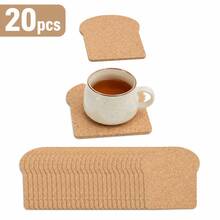 10/20pcs Bread-Shaped Cork Coasters, Heat-Insulating Non-Slip Toast Design Cup Mats For Home Coffee Mugs, Desktop Decoration, Universal Use - Khaki - View 8