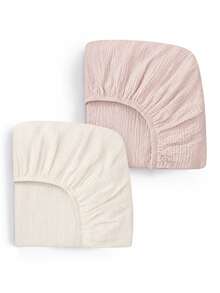 Muslin Bassinet Sheets, 2 Packs Fitted Sheets For Bassinet Mattress, Soft And Breathable Cotton, Easy Care For Machine Wash, Gift For Boy And Girl - Multicolor - View 2