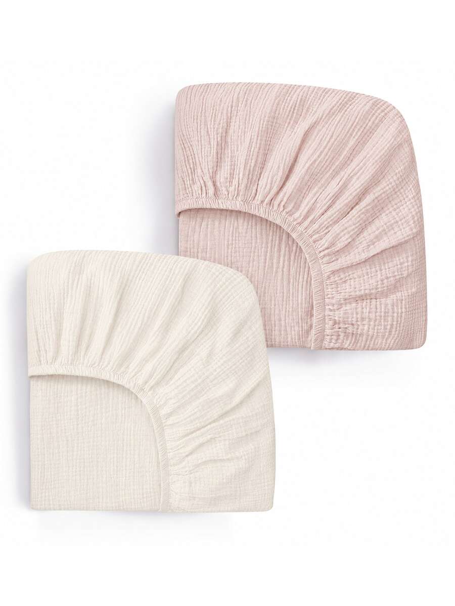 Muslin Bassinet Sheets, 2 Packs Fitted Sheets For Bassinet Mattress, Soft And Breathable Cotton, Easy Care For Machine Wash, Gift For Boy And Girl