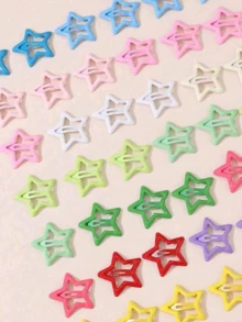 25/50/80Pcs Random Color Pentagram Star Hair Clips, Y2K Style Women's Hair Accessories For Daily Party, Birthday Christmas Gift Idea - Multicolor - View 4