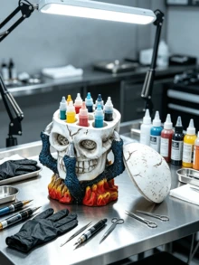 Halloween Skull Paint Palette Holder Gothic Skeleton Paint Storage Rack Eerie Paint Tray Storage Rack Suitable For Acrylic Watercolor Oil Paint Witch Style Art Supplies Desktop Decoration Painting Enthusiast Gift Day Of The Dead Decor - Multicolor - View 4