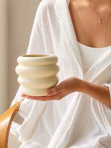 1pc Modern Stacked Donut Shaped Kitchen Utensil Holder, Wavy Sculptural Utensil Organizer, Countertop Storage Cup, Suitable For Spoons, Forks, Chopsticks, Knives And Cooking Tools, Minimalist Restaurant And Kitchen Decor - Multicolor - View 2