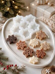 Resin Silicone Mold, 6-In-1 Christmas Snowflake Aromatherapy Candle Mold, Multiple Snowflake Element Design, DIY Creative Christmas Snowflake Plaster Mold, Home Decor/Gift Decoration Epoxy Resin Mold, Craft Casting Mold, Art Decoration Clay Plaster Mold - Snowflake Mold - View 4